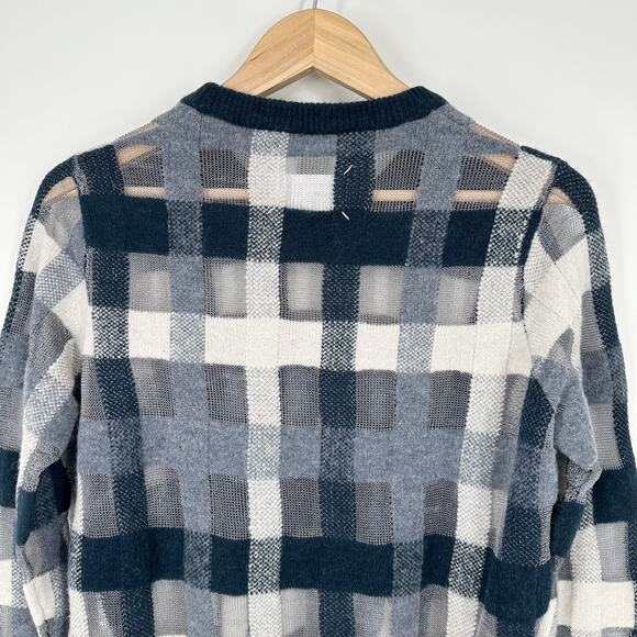 Maison Martin Margiela Plaid Crewneck Sweater Wool Alpaca Blend Open Knit - Picture 7 of 11